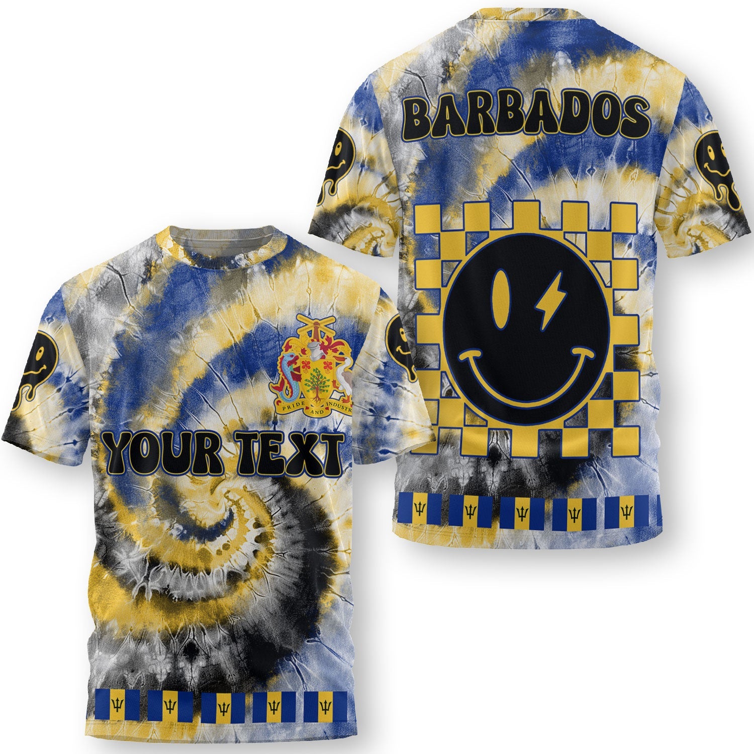 Barbados T Shirt Custom Tie Dye Style 3