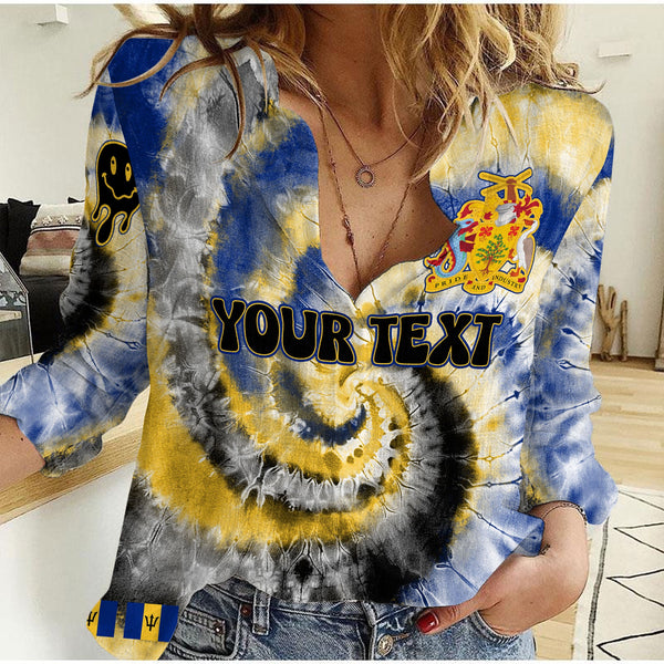 Barbados Women Casual Shirt Custom Tie Dye Style 1