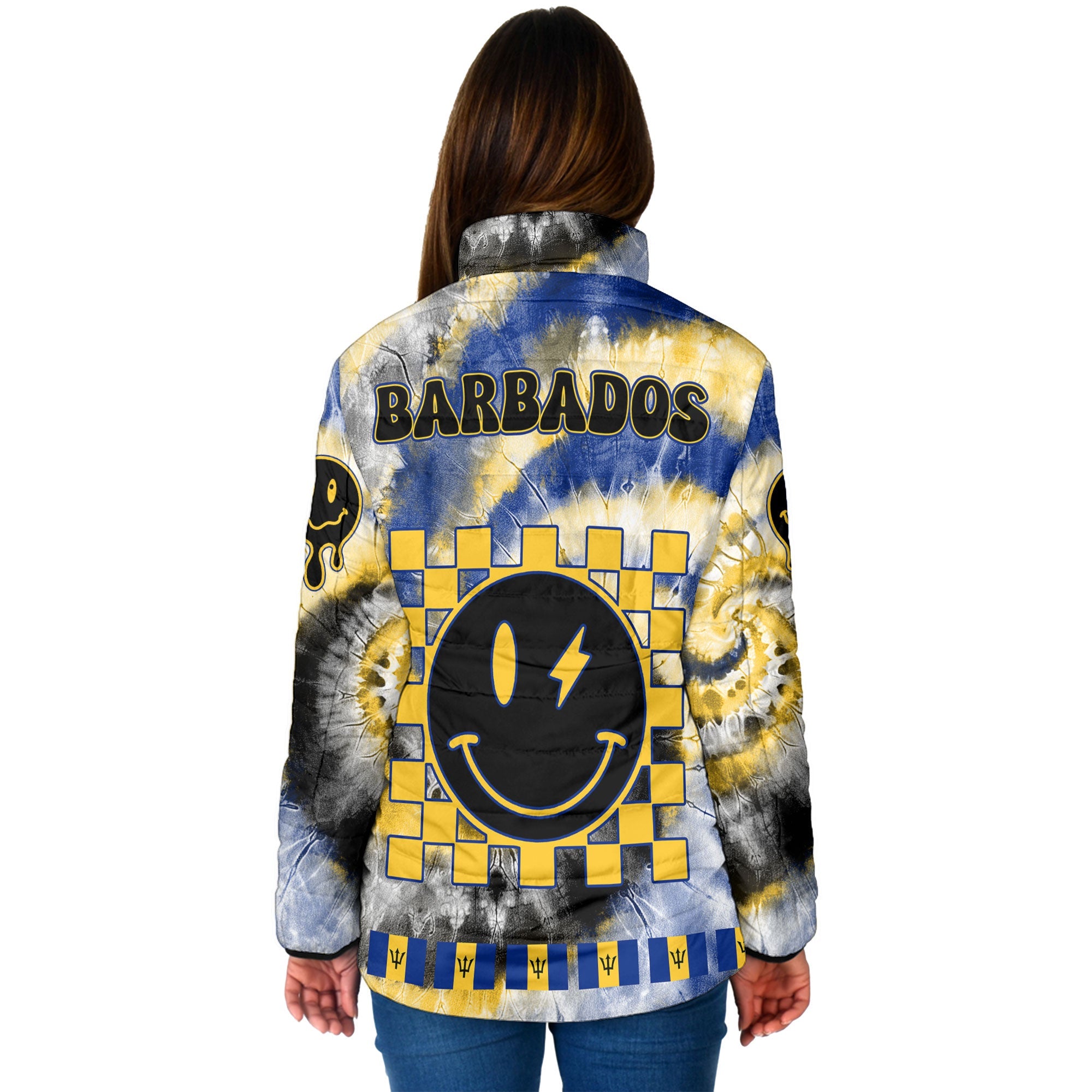 Barbados Women Padded Jacket Custom Tie Dye Style 2