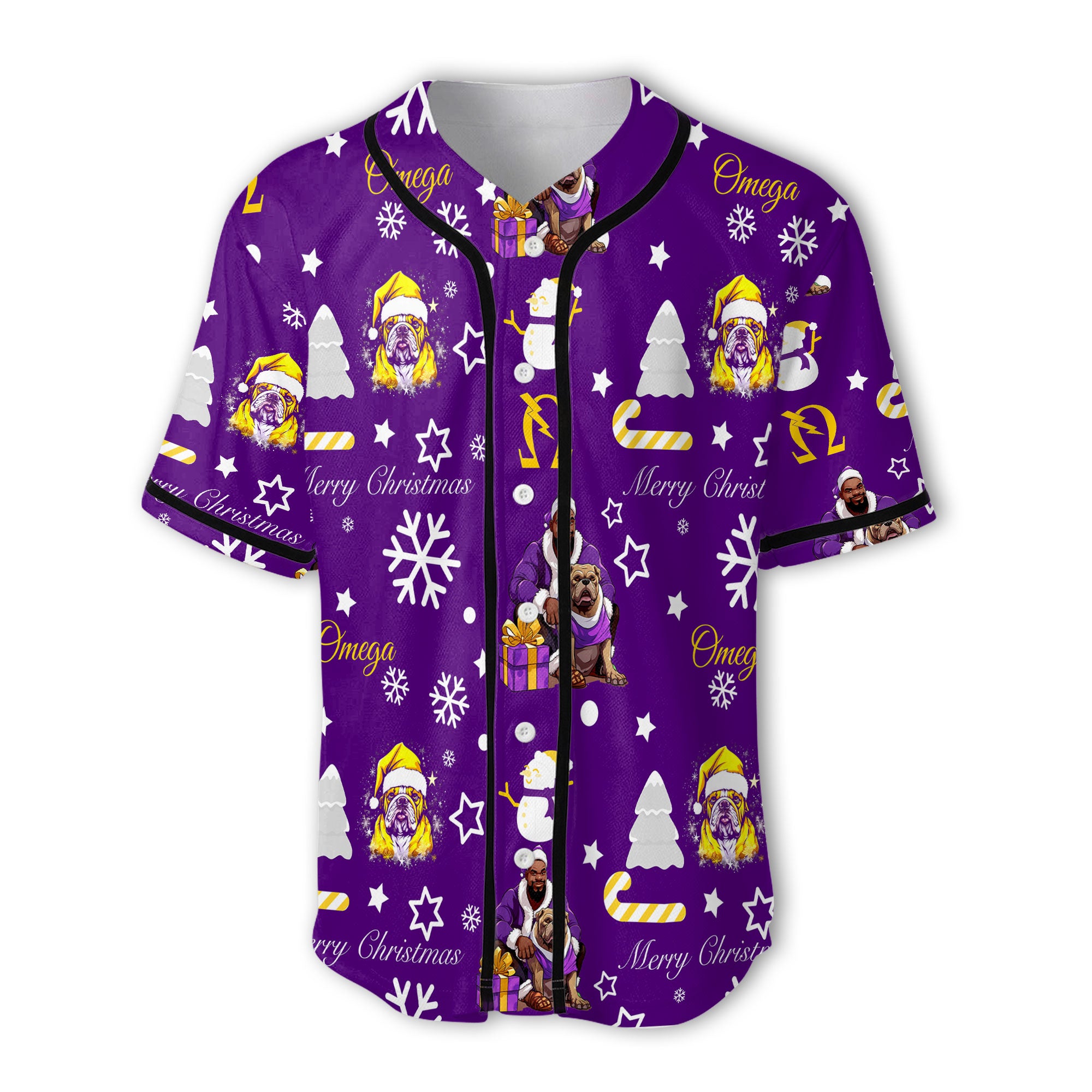 Fraternity Baseball Jersey - OPP Christmas Baseball Jersey Bulldog Purple Pattern Style