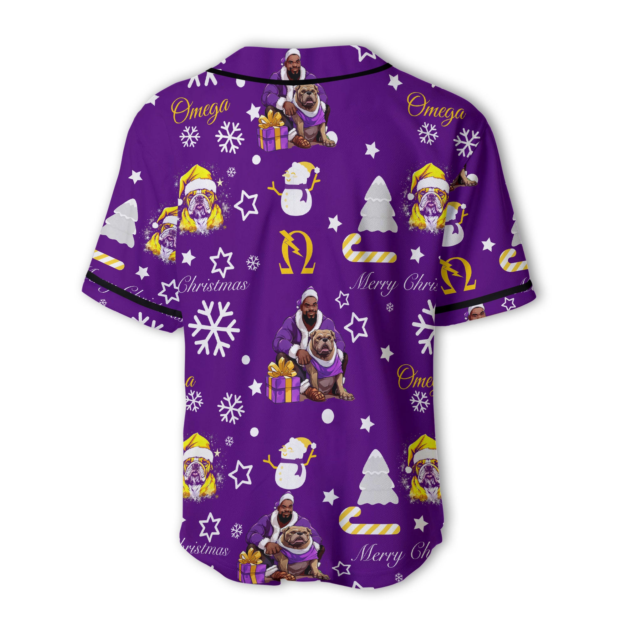 Fraternity Baseball Jersey - OPP Christmas Baseball Jersey Bulldog Purple Pattern Style