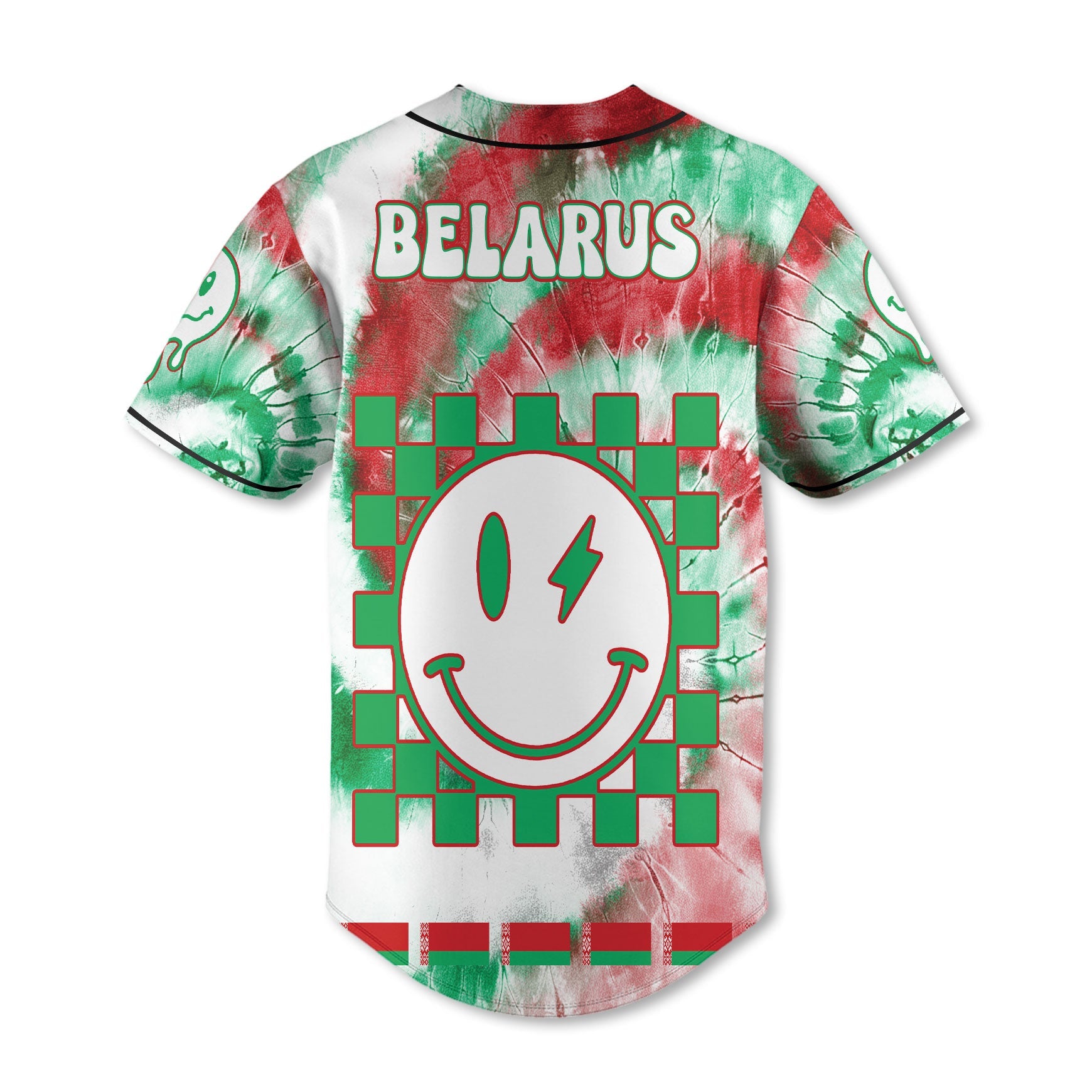 Belarus Baseball Jersey Custom Tie Dye Style 3