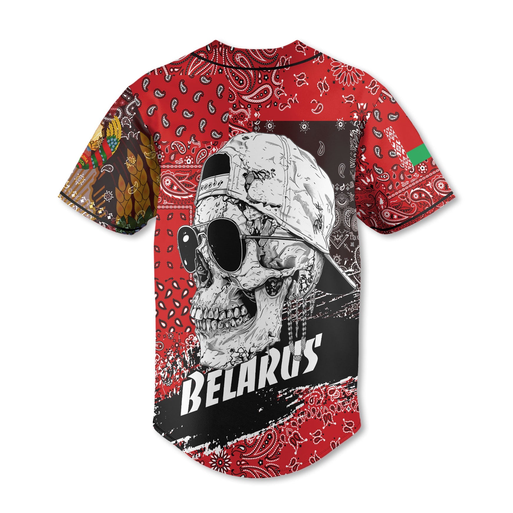 Belarus Baseball Jersey Paisley Flag And Skull Style 3