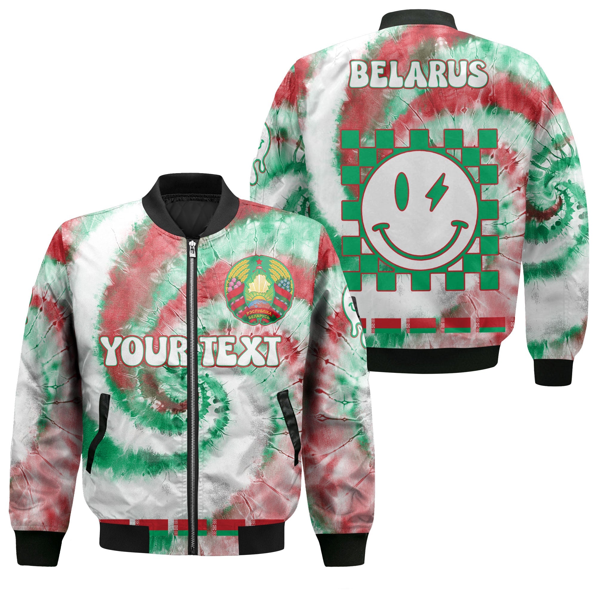 Belarus Bomber Jacket Custom Tie Dye Style 1