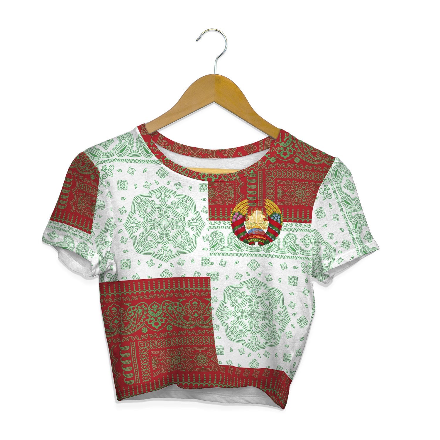 Belarus Croptop T Shirt Flag And Paisley Basic Style 1