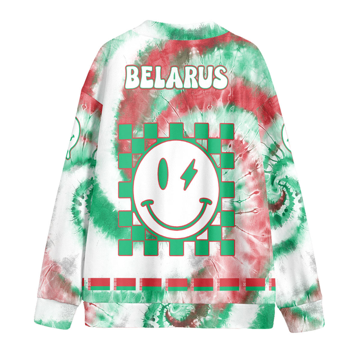 Belarus Fleece Cardigan Custom Tie Dye Style 2