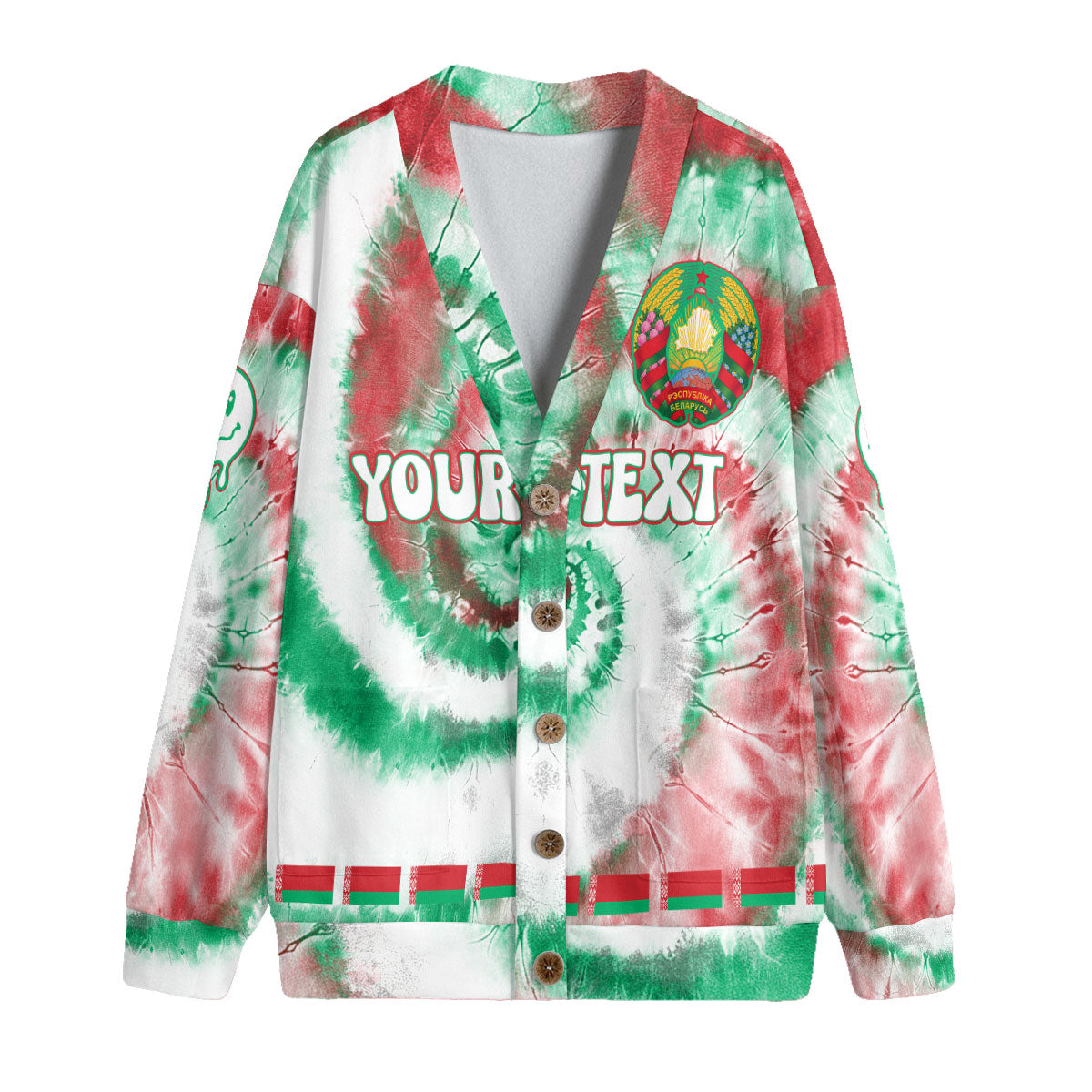 Belarus Fleece Cardigan Custom Tie Dye Style 2