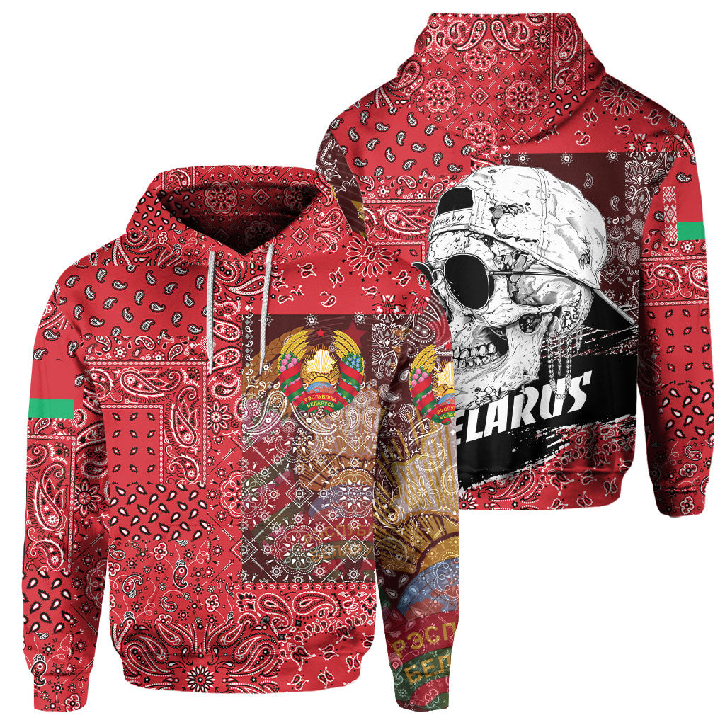 Belarus Hoodie Paisley Flag And Skull Style 1