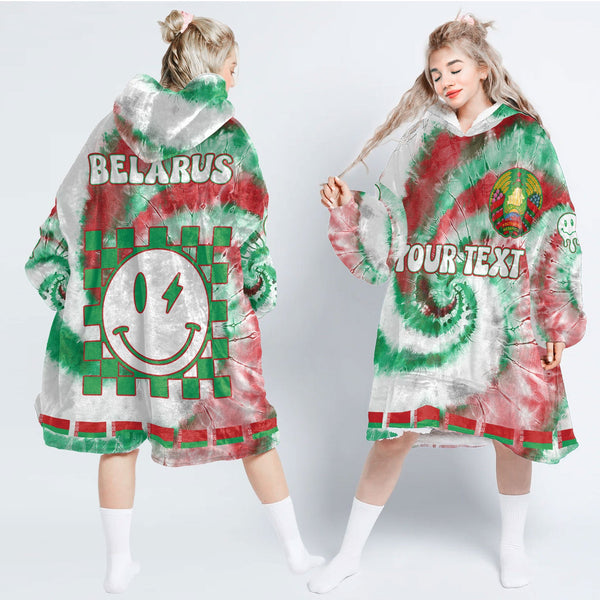 Belarus Hoodie Blanket Custom Tie Dye Style 1