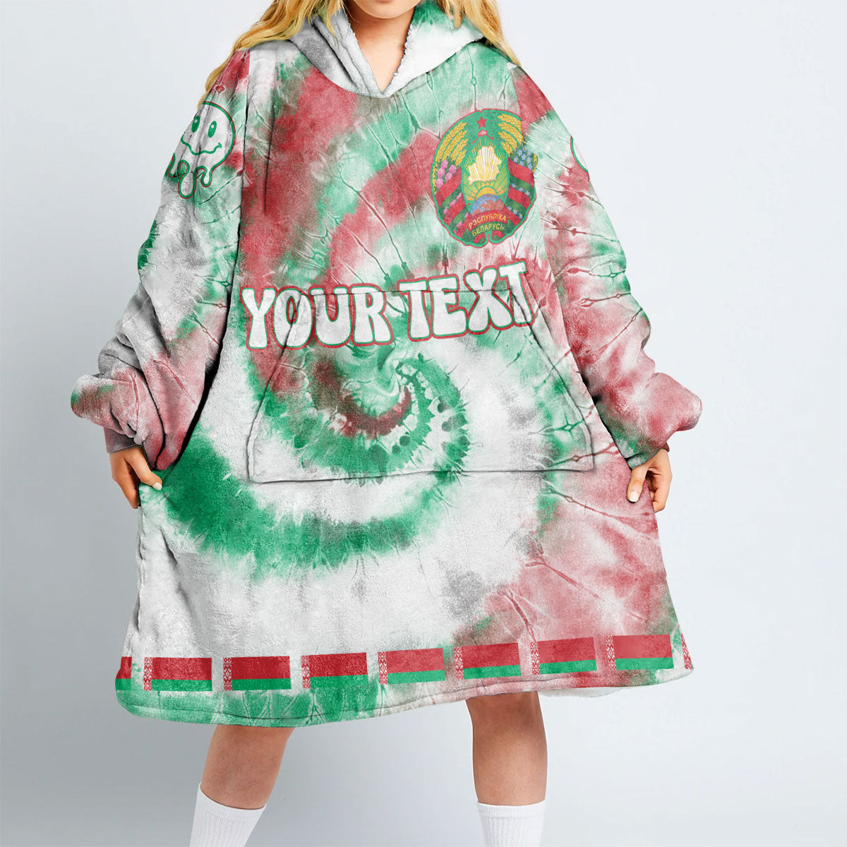 Belarus Hoodie Blanket Custom Tie Dye Style 2