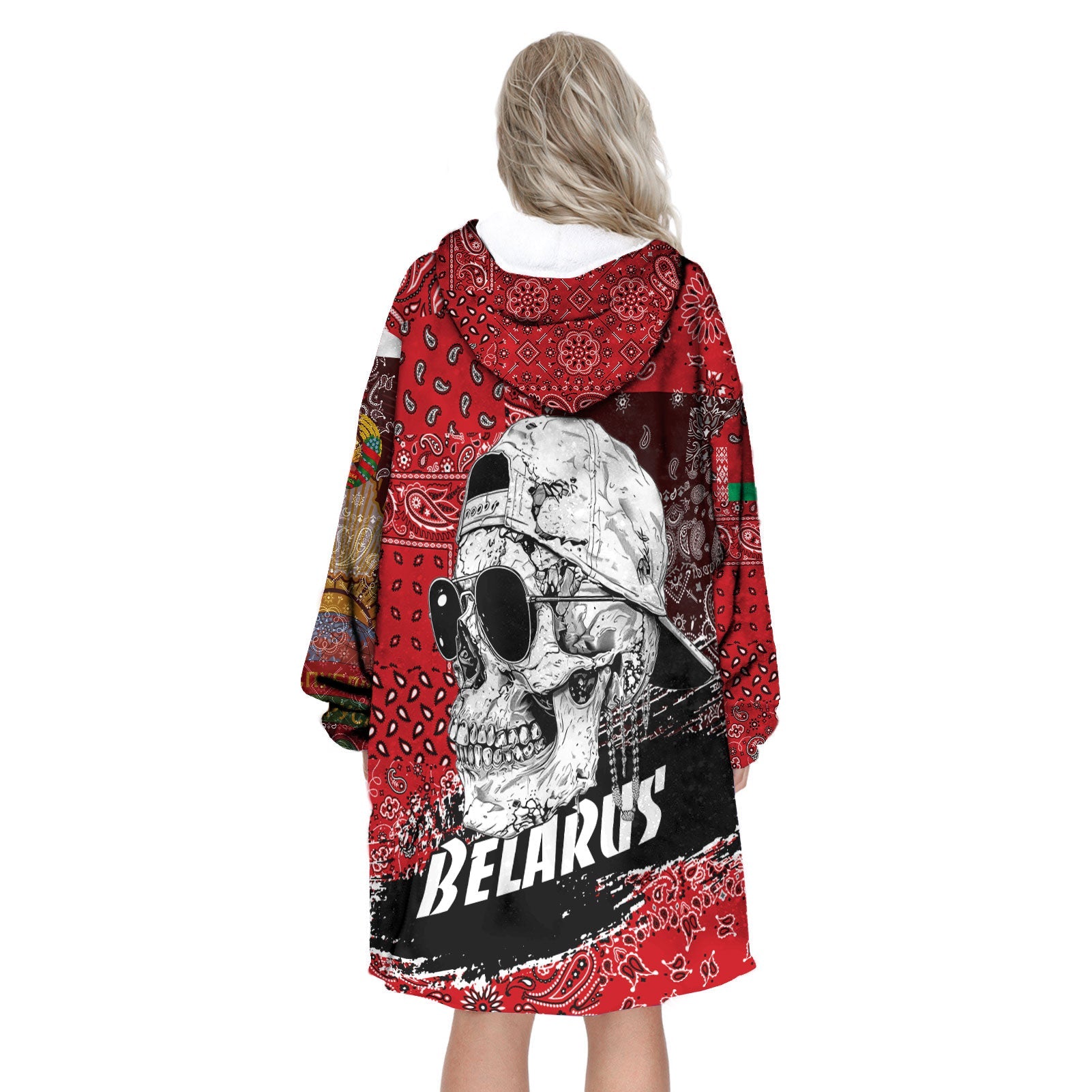 Belarus Hoodie Blanket Paisley Flag And Skull Style 3