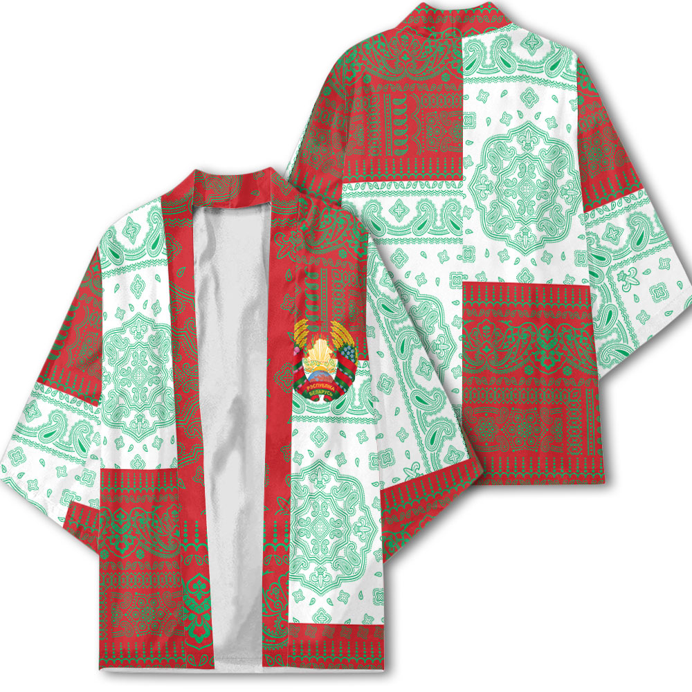 Belarus Kimono Flag And Paisley Basic Style 1