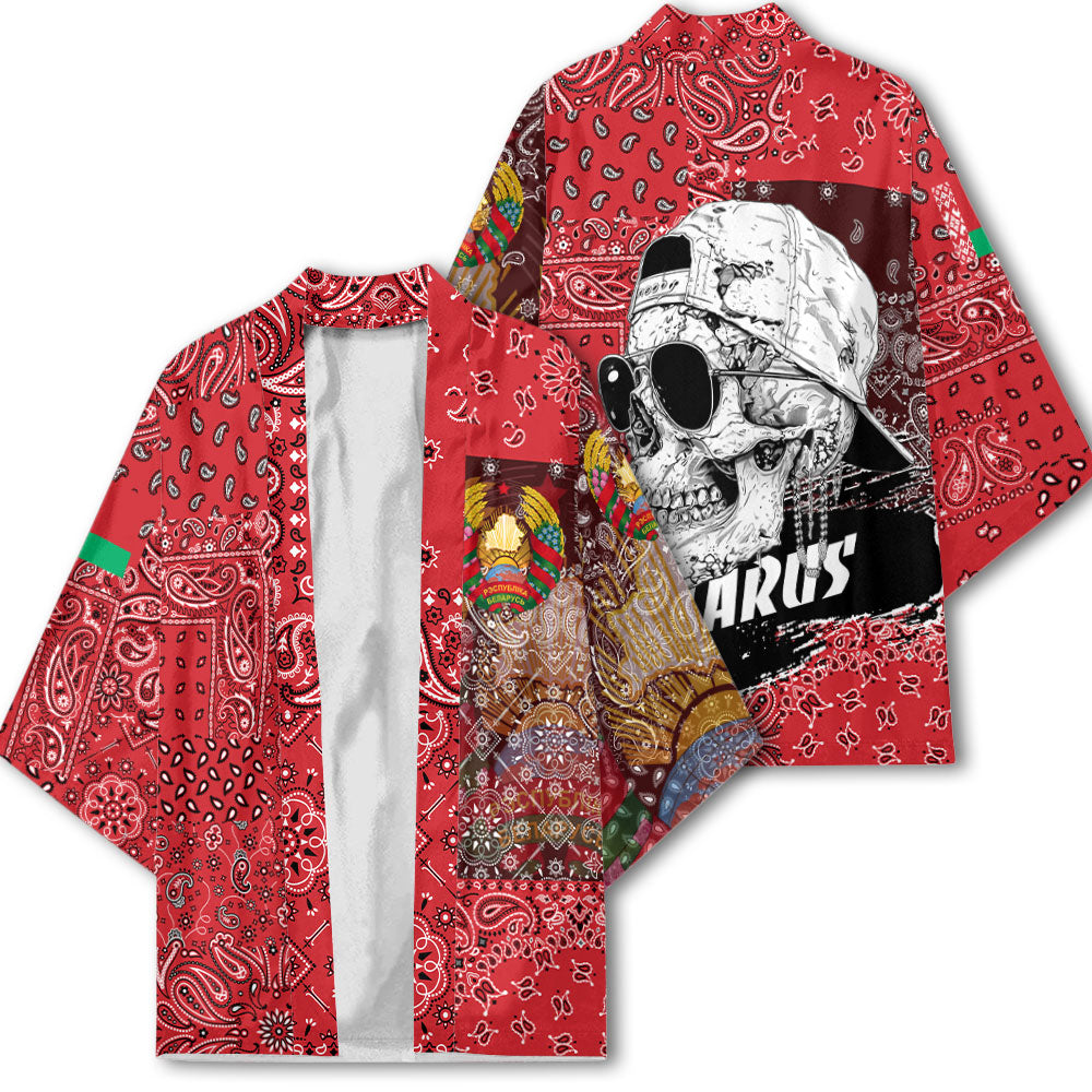 Belarus Kimono Paisley Flag And Skull Style 2