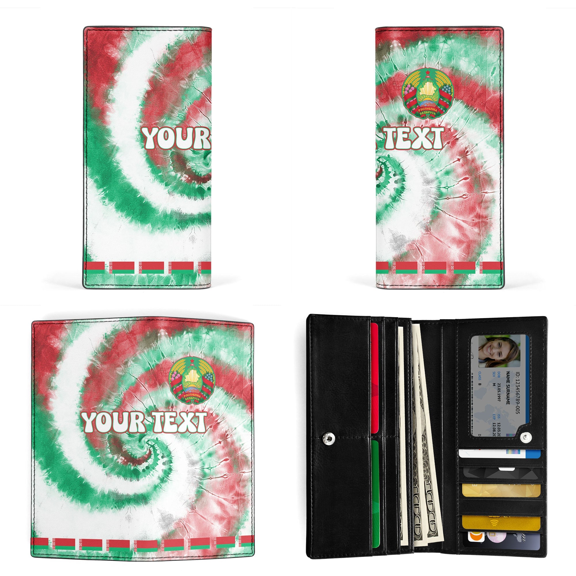 Belarus Leather Wallet Custom Tie Dye Style 3