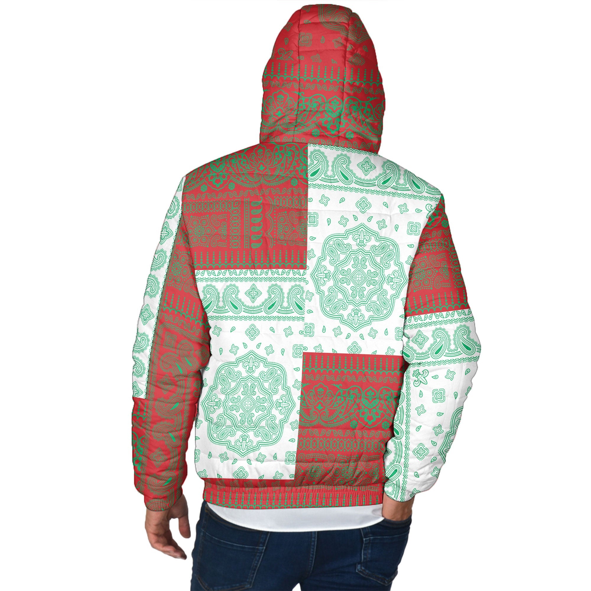 Belarus Men Hooded Padded Jacket Flag And Paisley Basic Style 3