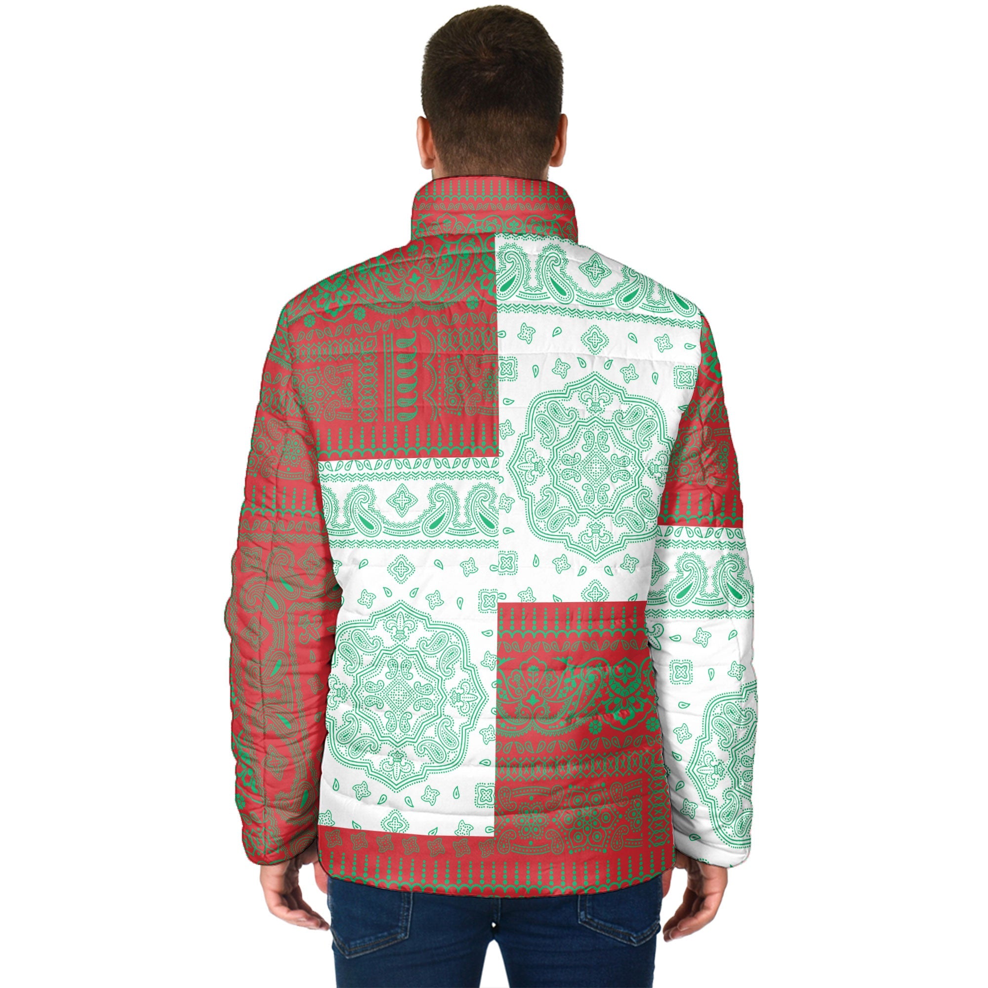 Belarus Men Padded Jacket Flag And Paisley Basic Style 2