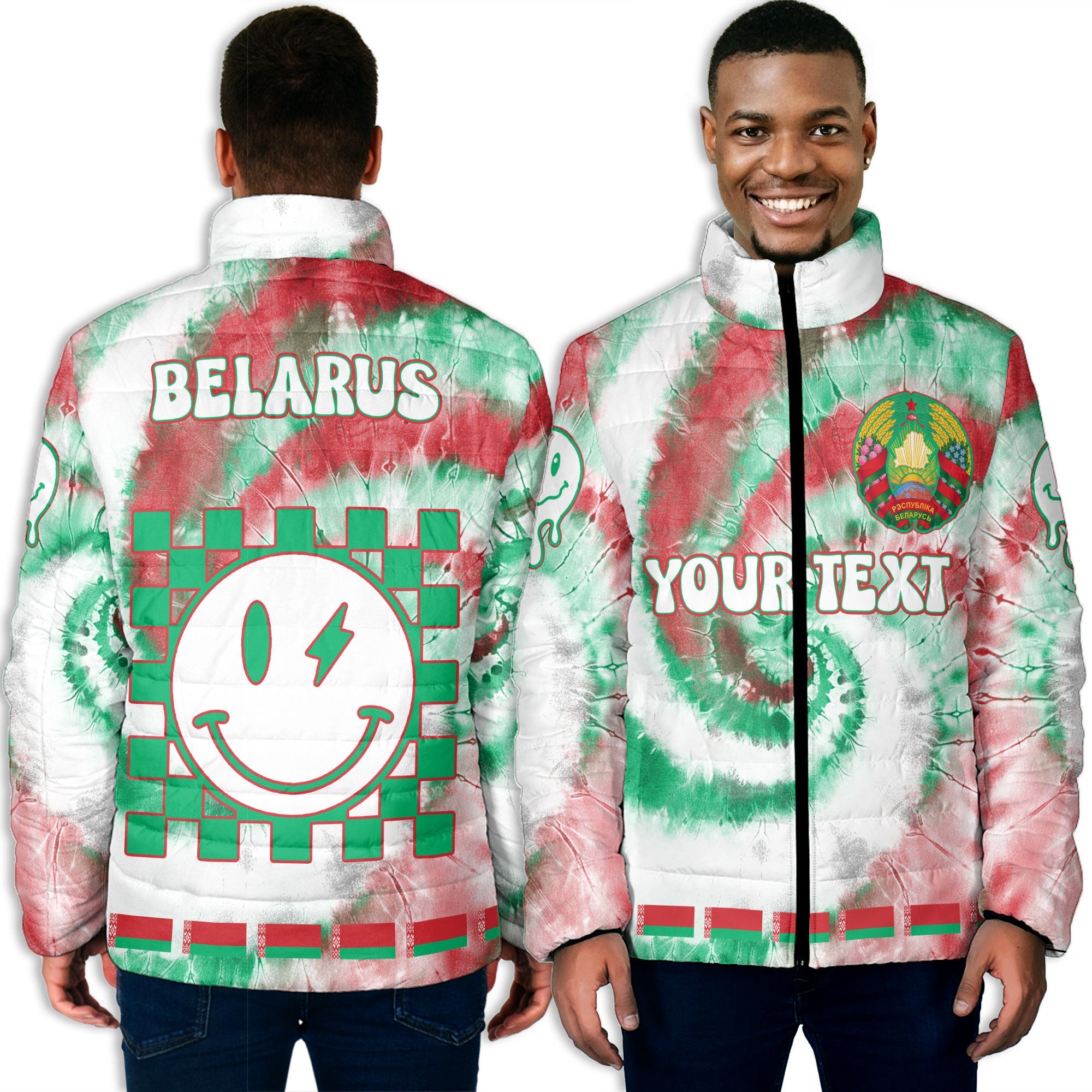 Belarus Men Padded Jacket Custom Tie Dye Style 3