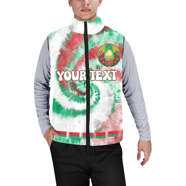 Belarus Men Padded Jacket Vest Custom Tie Dye Style 1