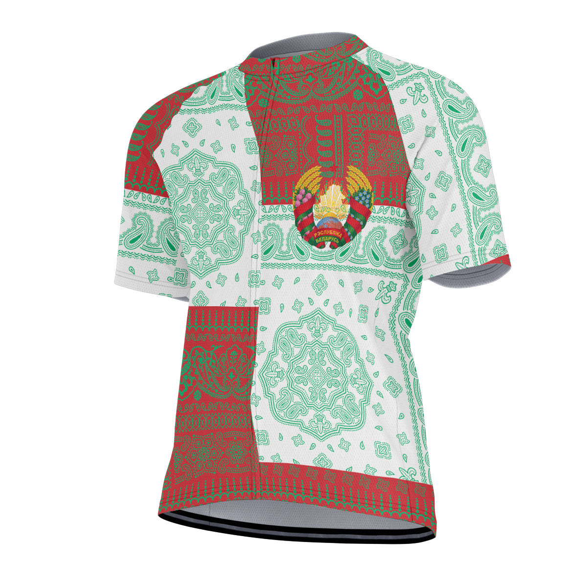 Belarus Men Cycling Jersey Flag And Paisley Basic Style 2