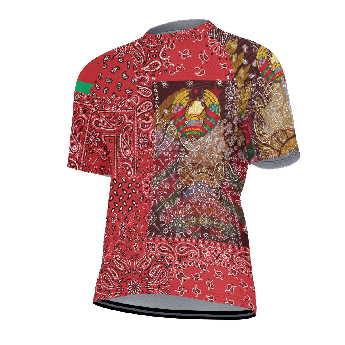 Belarus Men Cycling Jersey Paisley Flag And Skull Style 2