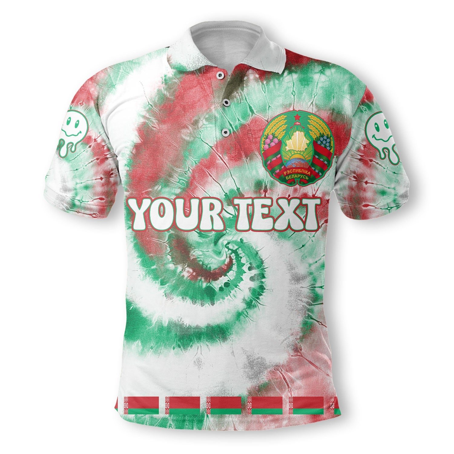 Belarus Polo Shirt Custom Tie Dye Style 2