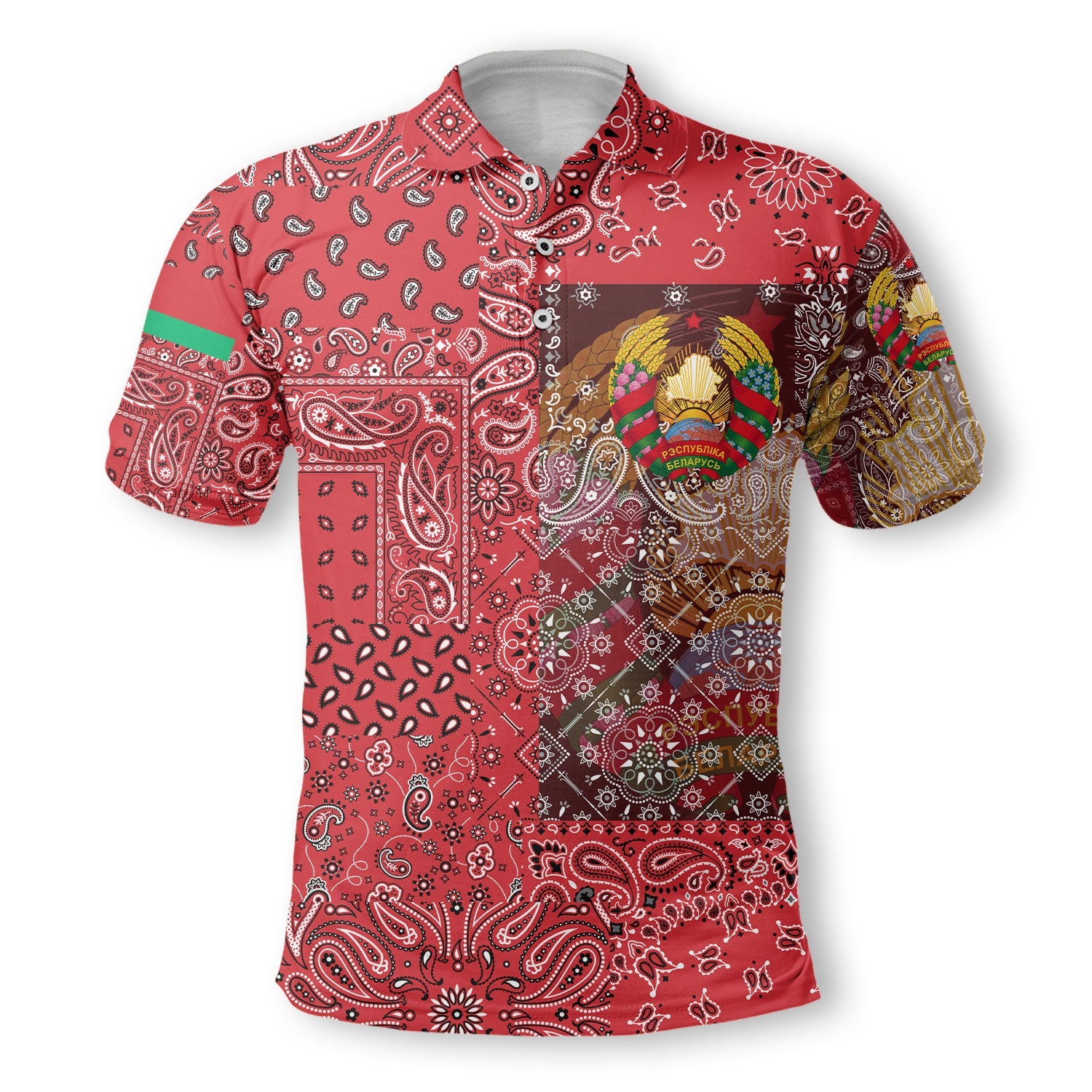 Belarus Polo Shirt Paisley Flag And Skull Style 2