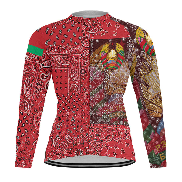 Belarus Raglan Men Cycling Jersey Long Sleeve Paisley Flag And Skull Style 1