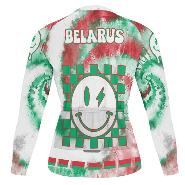 Belarus Raglan Men Cycling Jersey Long Sleeve Custom Tie Dye Style 1