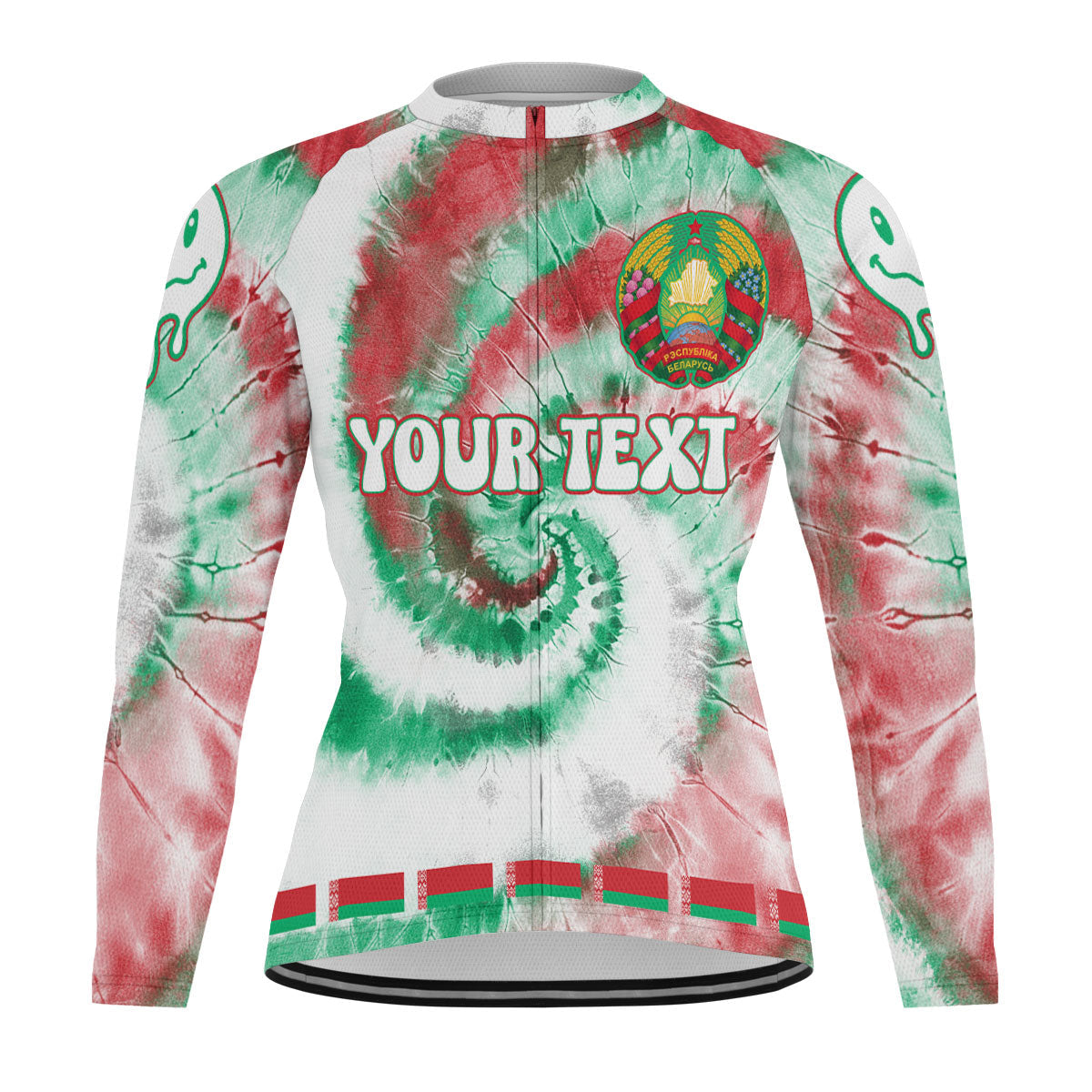 Belarus Raglan Men Cycling Jersey Long Sleeve Custom Tie Dye Style 2