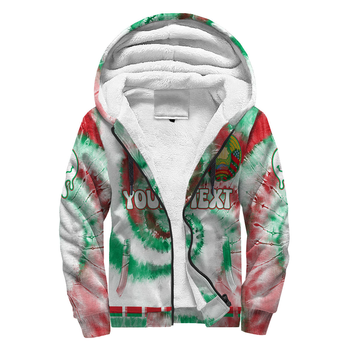 Belarus Sherpa Hoodie Custom Tie Dye Style 3