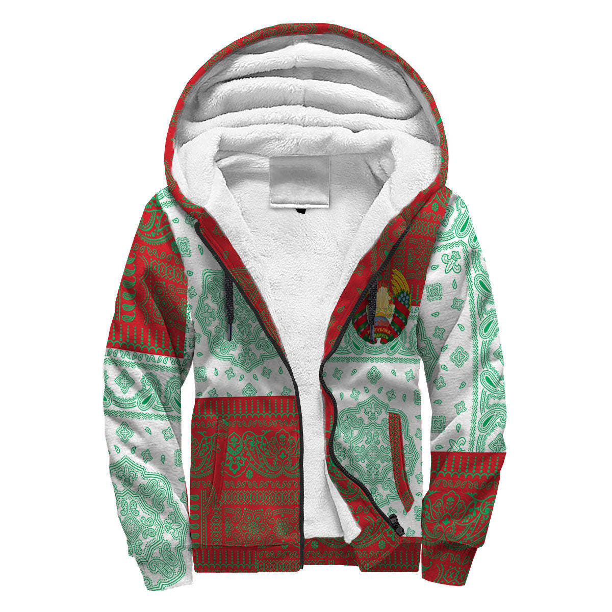 Belarus Sherpa Hoodie Flag And Paisley Basic Style 3