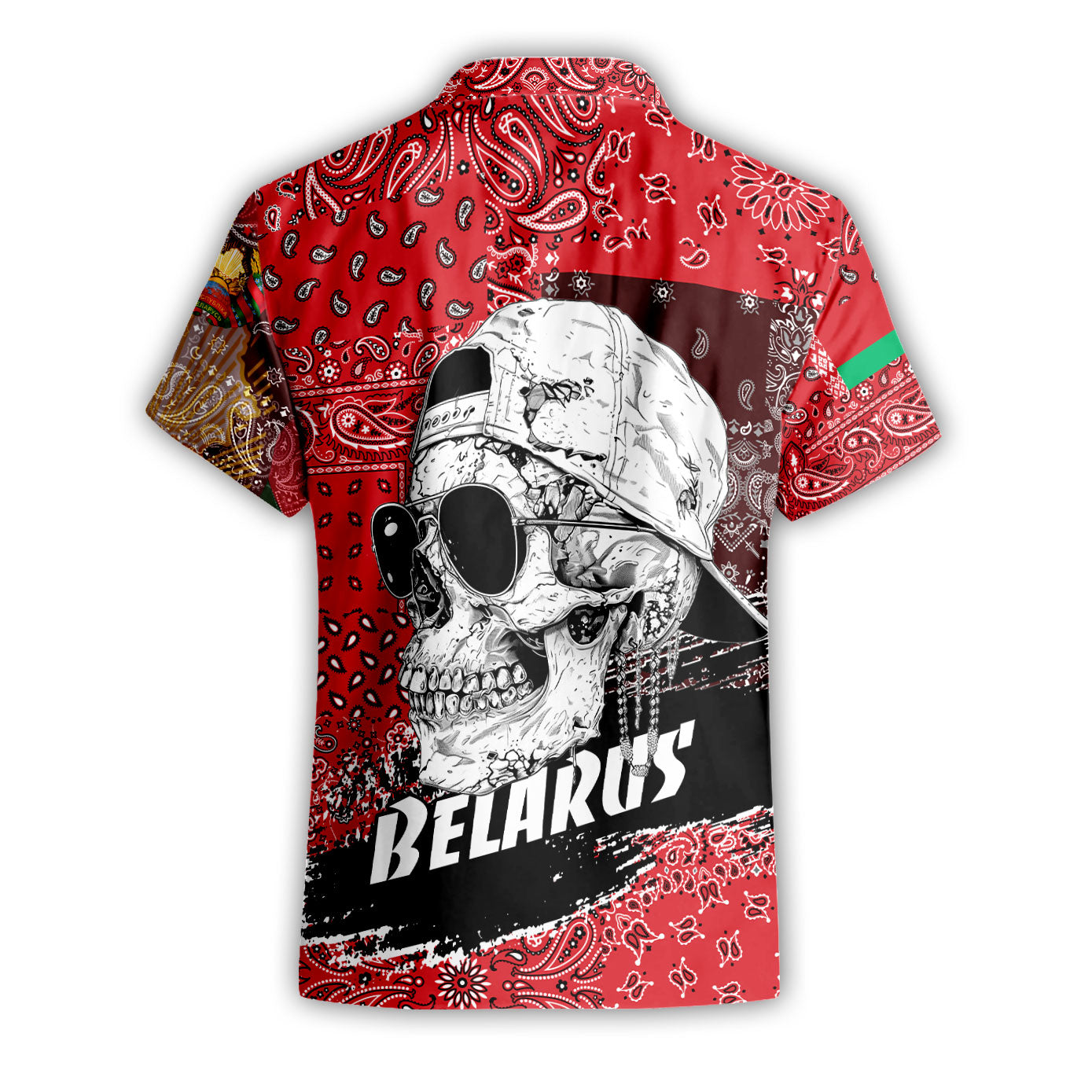 Belarus Short Sleeve Shirt Paisley Flag And Skull Style 2