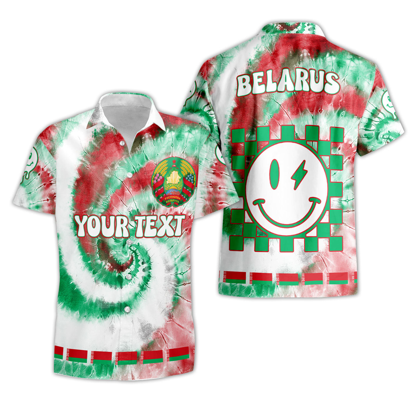 Belarus Short Sleeve Shirt Custom Tie Dye Style 3