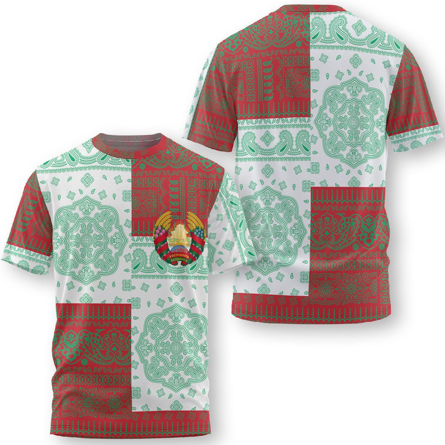 Belarus T Shirt Flag And Paisley Basic Style 1