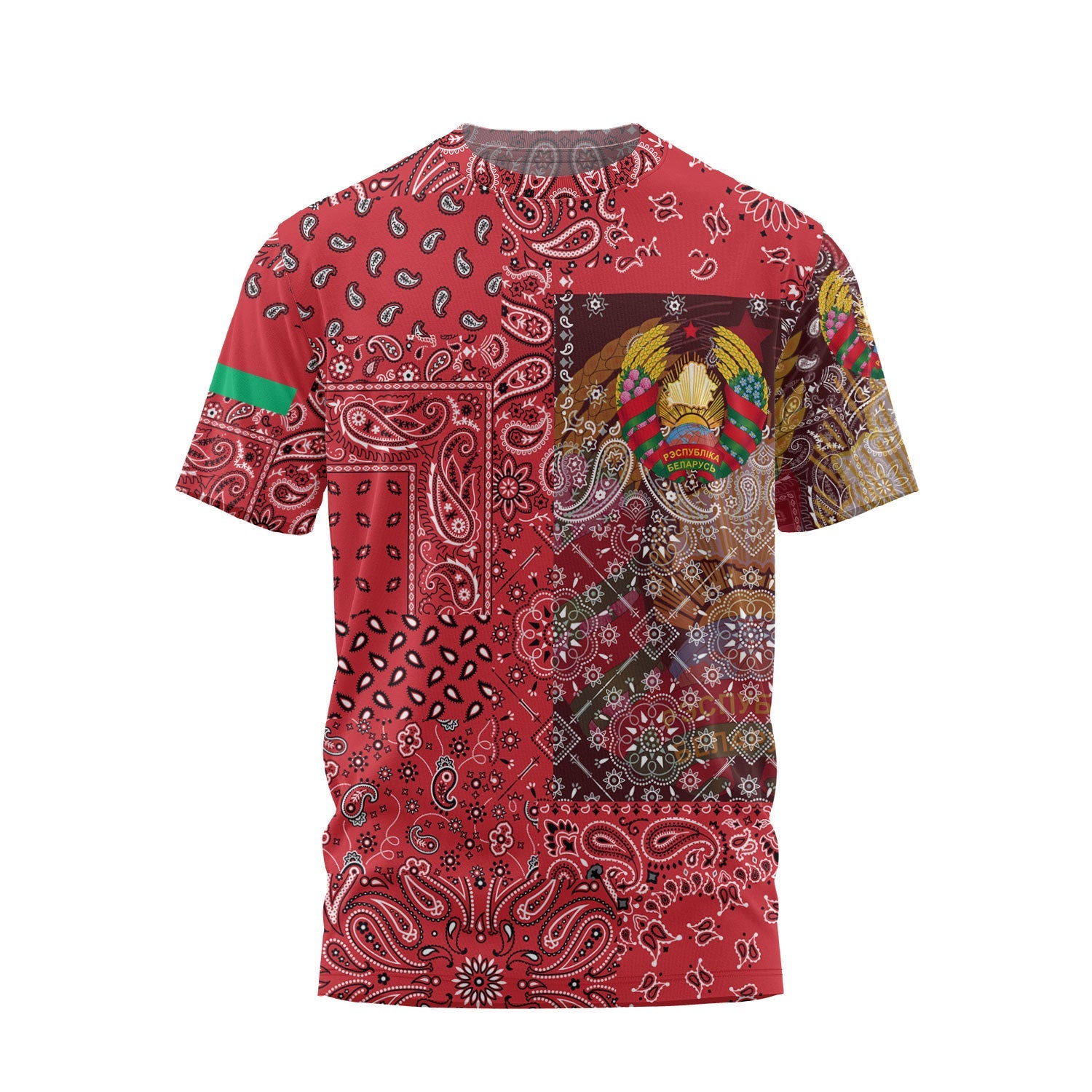 Belarus T Shirt Paisley Flag And Skull Style 1