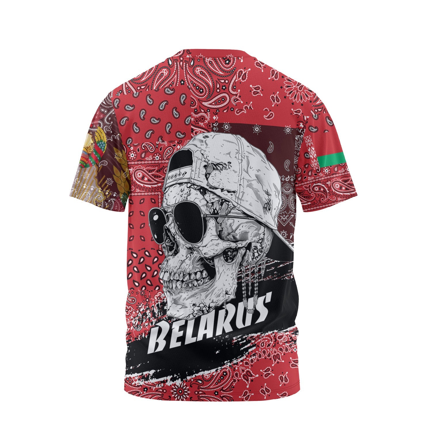 Belarus T Shirt Paisley Flag And Skull Style 2