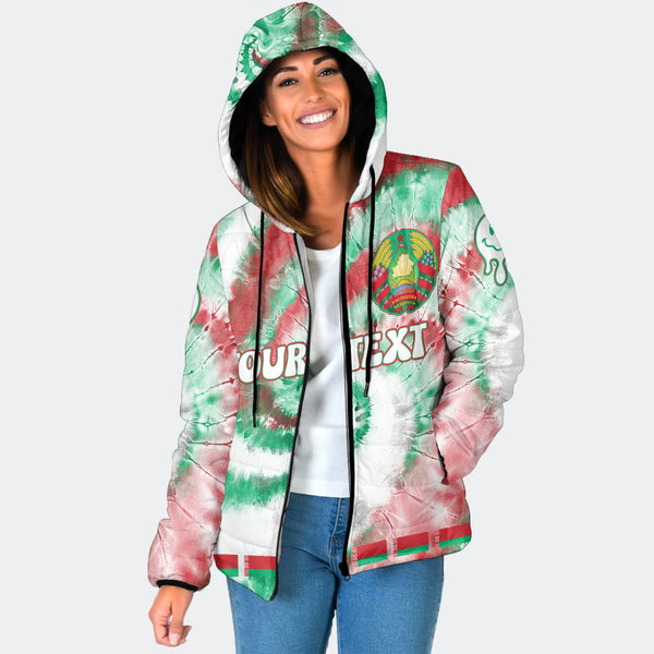 Belarus Women Hooded Padded Jacket Custom Tie Dye Style 1