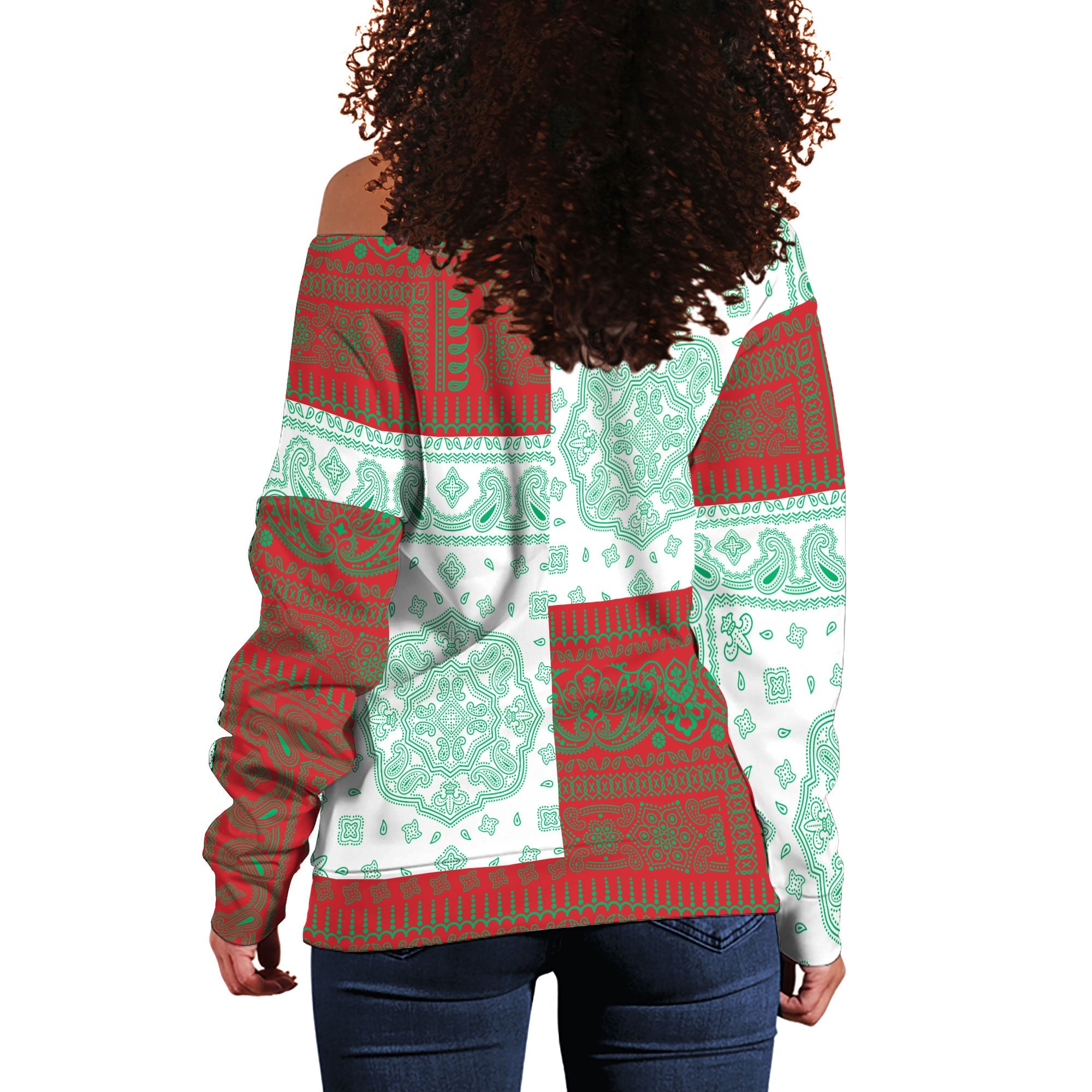 Belarus Women Off Shoulder Sweatshirt Flag And Paisley Basic Style 3