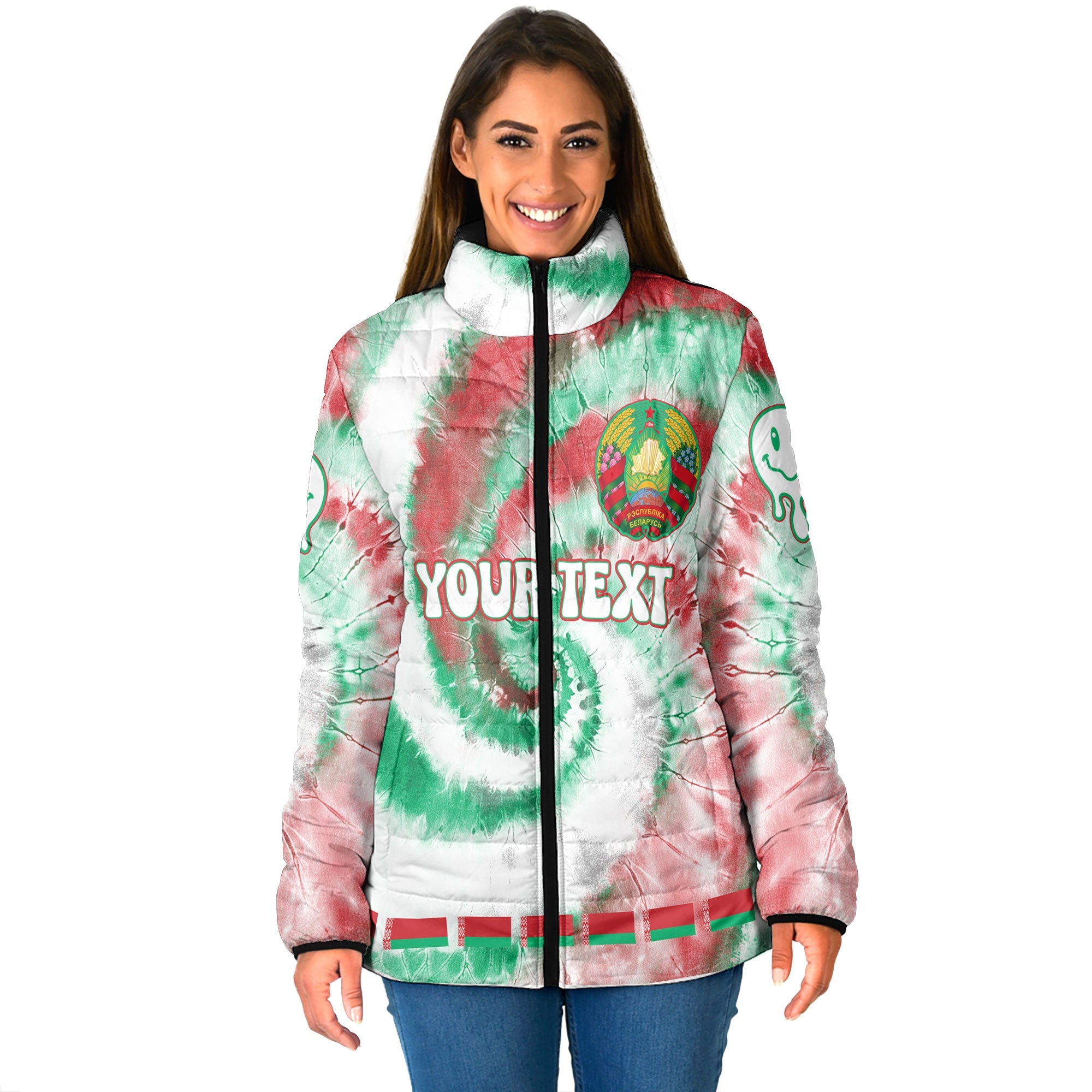 Belarus Women Padded Jacket Custom Tie Dye Style 1