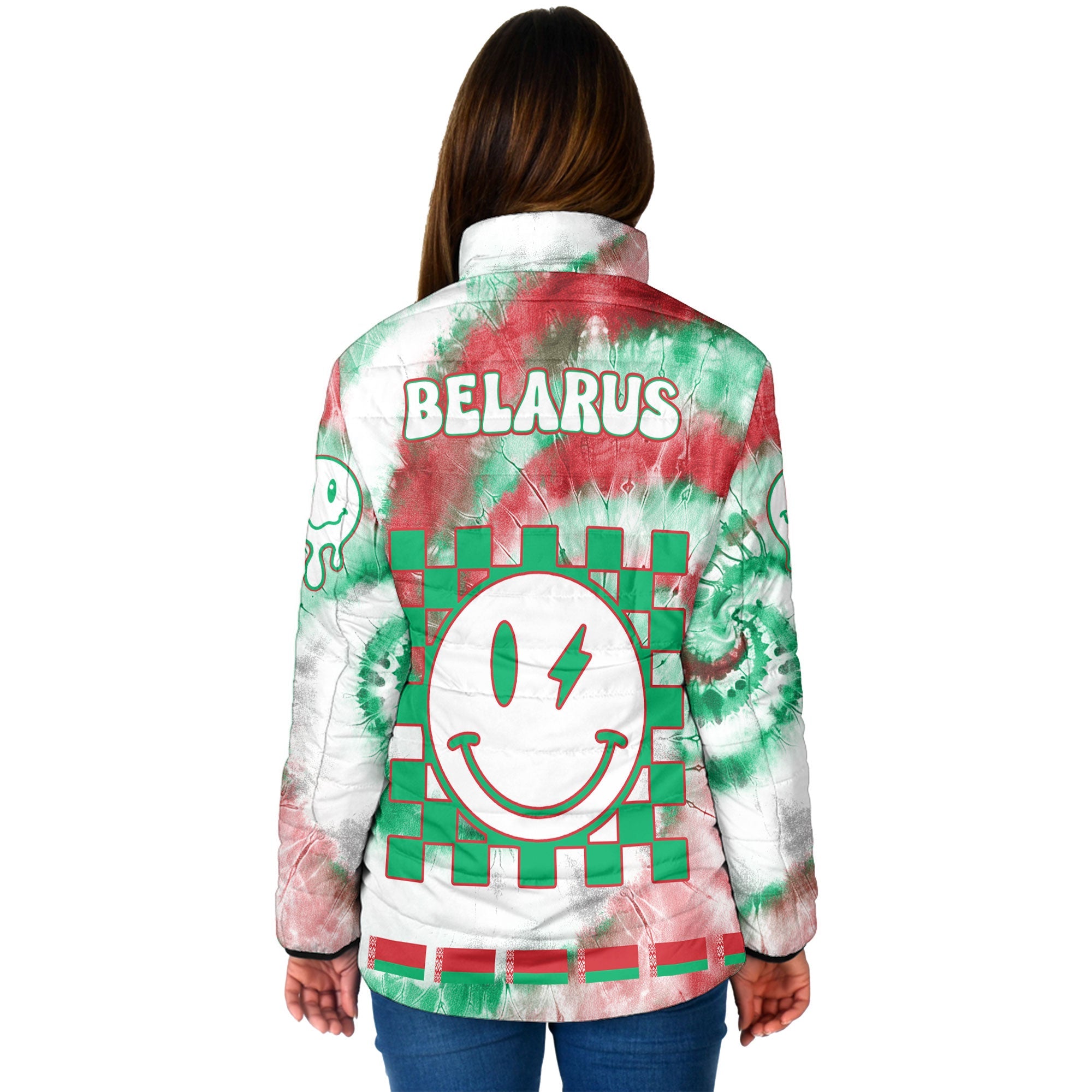 Belarus Women Padded Jacket Custom Tie Dye Style 2