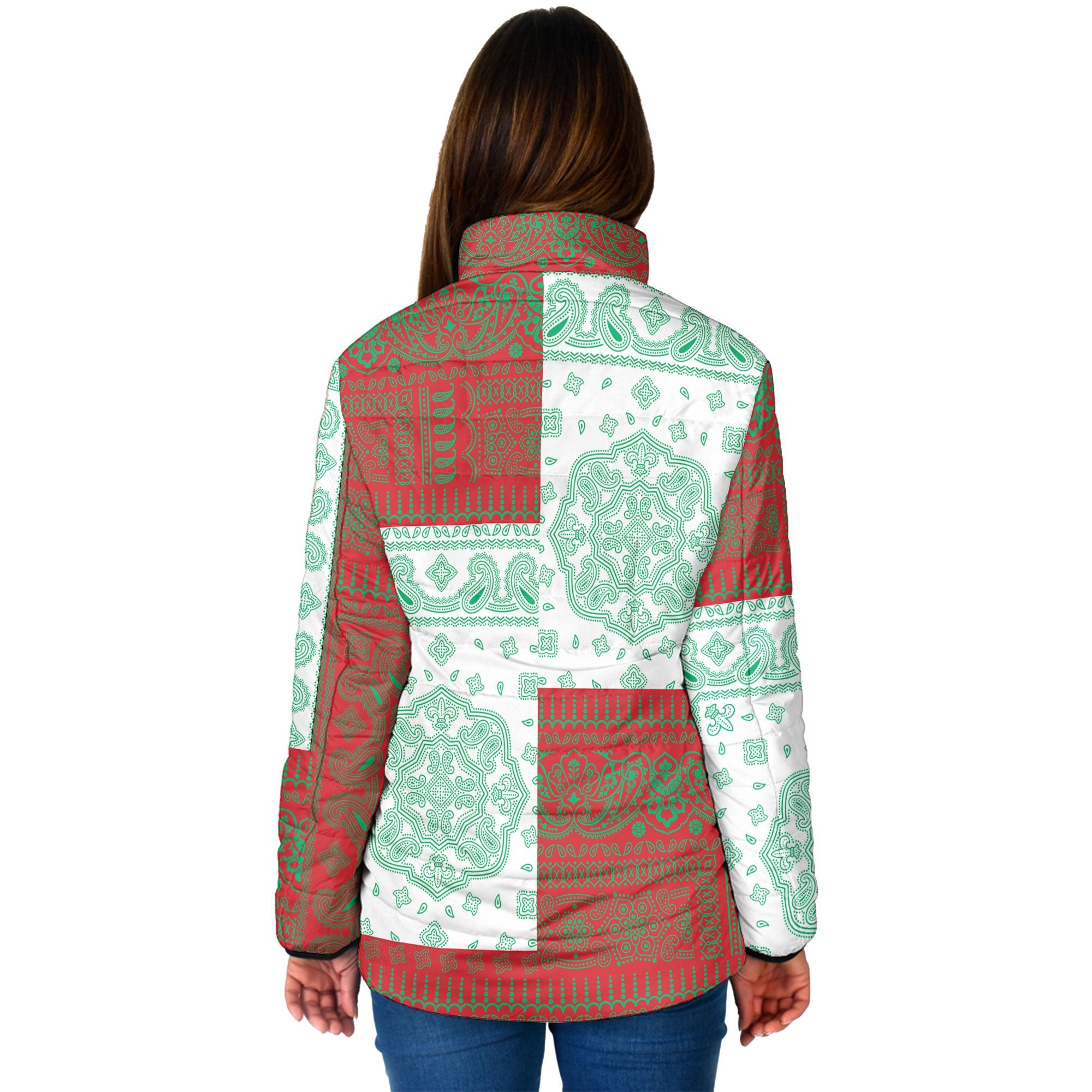 Belarus Women Padded Jacket Flag And Paisley Basic Style 2