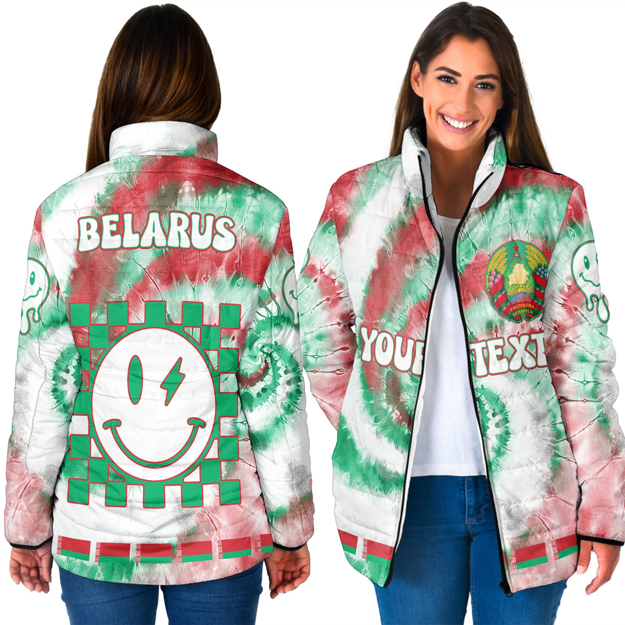 Belarus Women Padded Jacket Custom Tie Dye Style 3