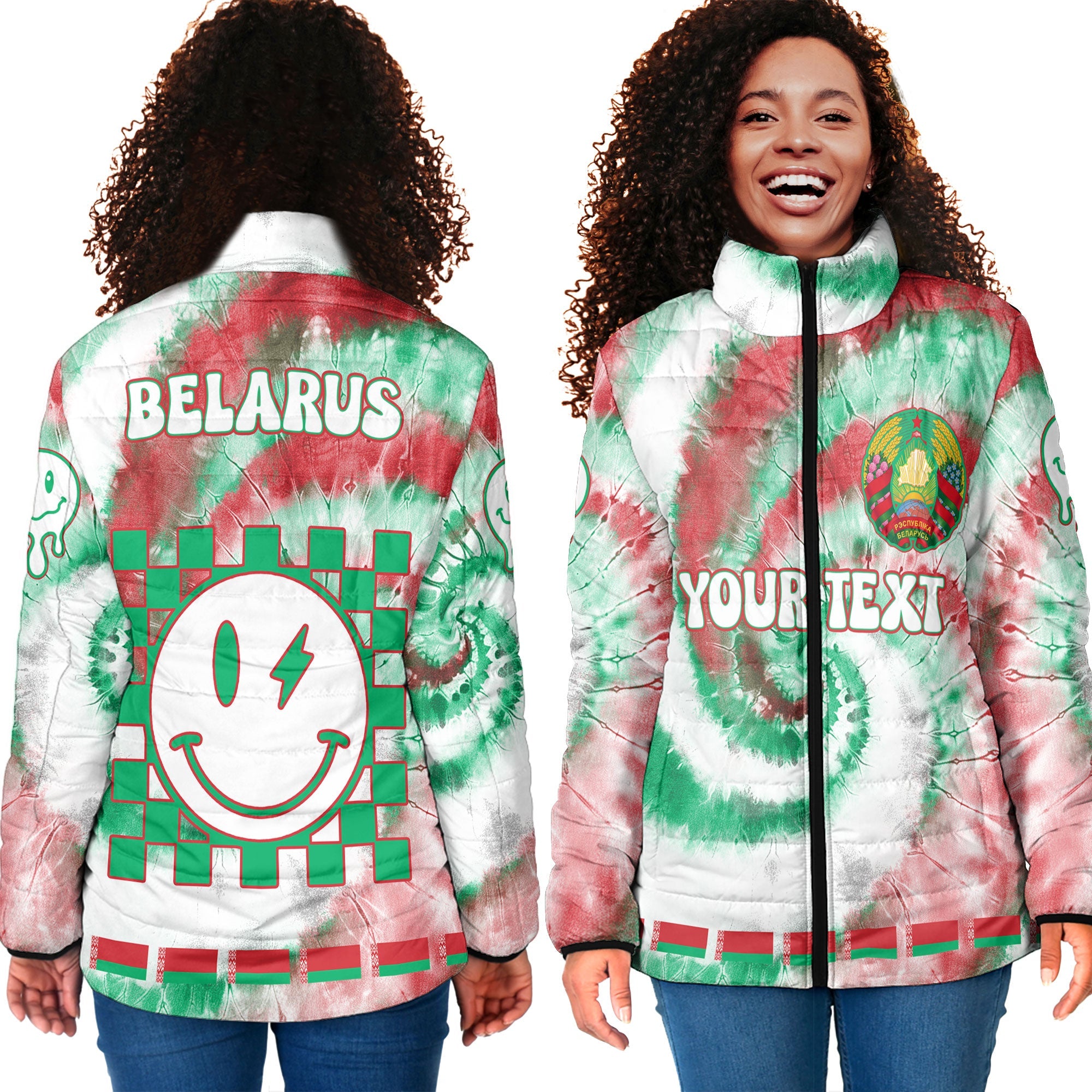 Belarus Women Padded Jacket Custom Tie Dye Style 4