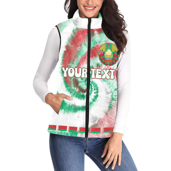 Belarus Women Padded Jacket Vest Custom Tie Dye Style 1