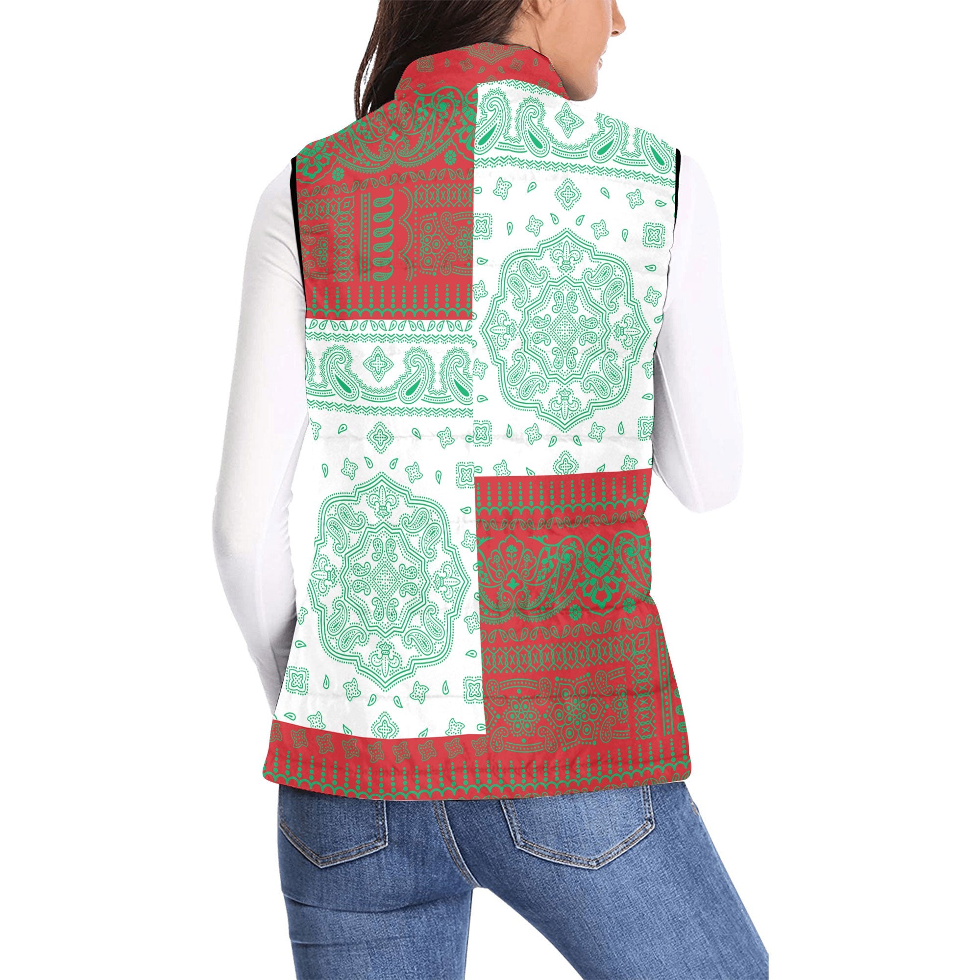 Belarus Women Padded Jacket Vest Flag And Paisley Basic Style 2