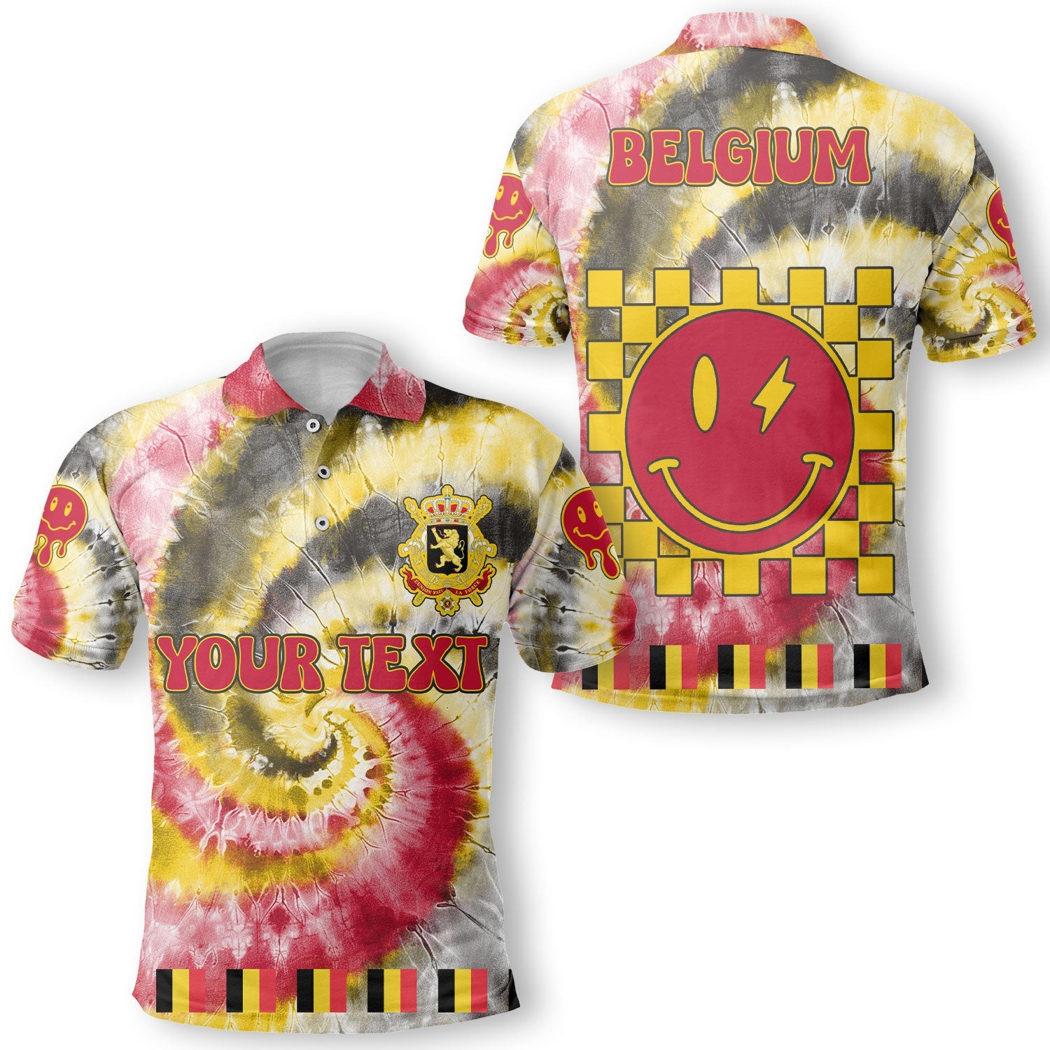 Belgium Polo Shirt Custom Tie Dye Style 1