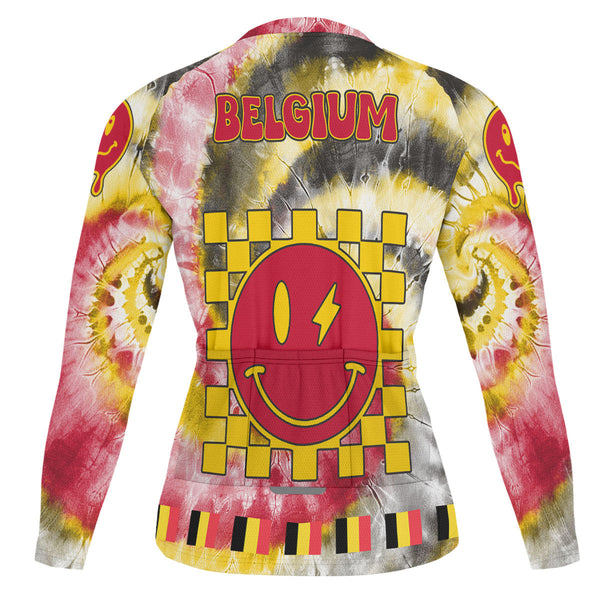 Belgium Raglan Men Cycling Jersey Long Sleeve Custom Tie Dye Style 1