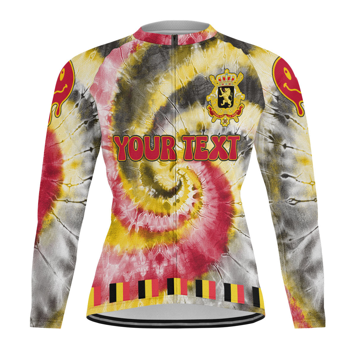 Belgium Raglan Men Cycling Jersey Long Sleeve Custom Tie Dye Style 2