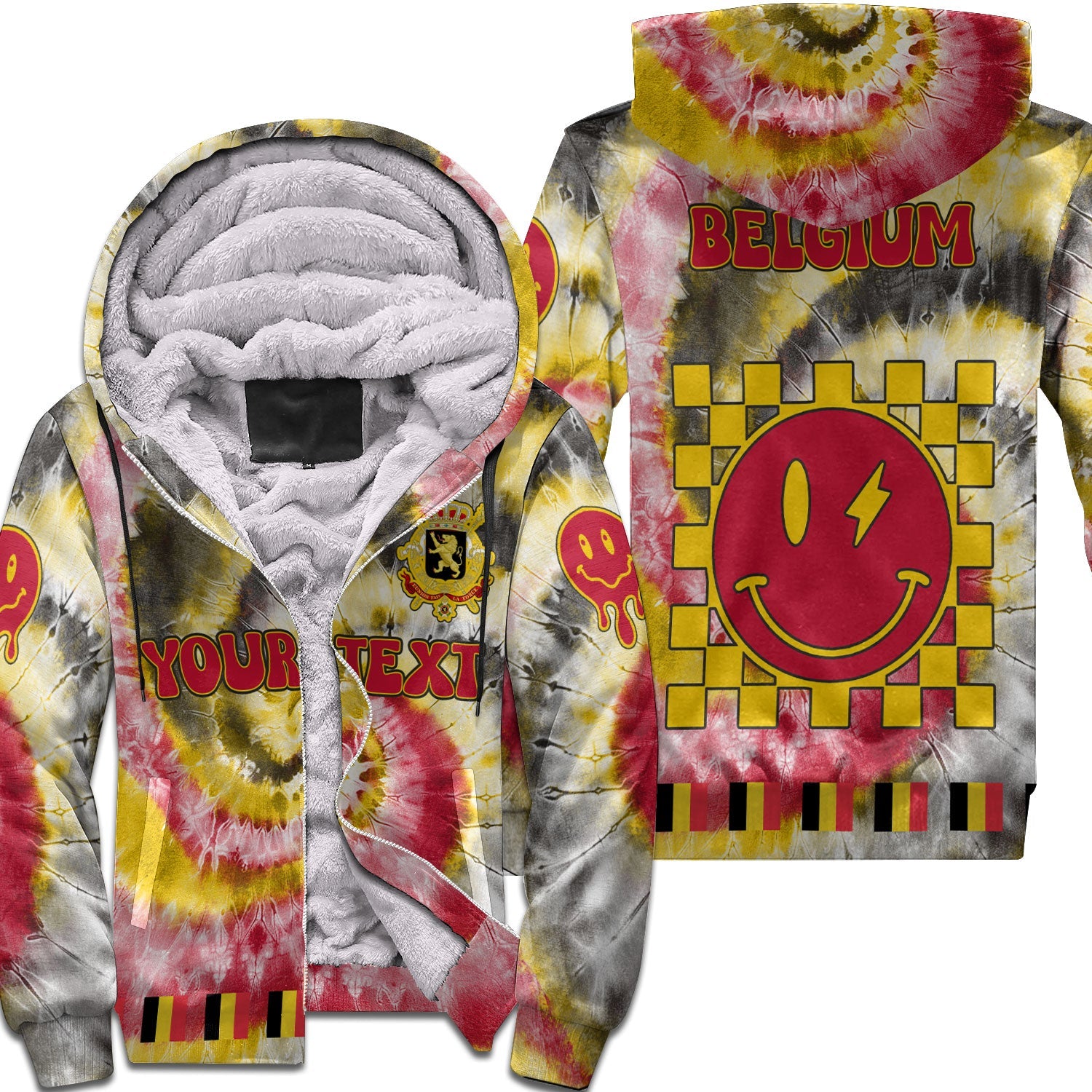 Belgium Sherpa Hoodie Custom Tie Dye Style 1