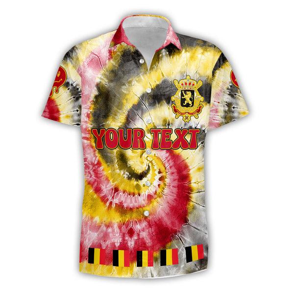 Belgium Short Sleeve Shirt Custom Tie Dye Style 1